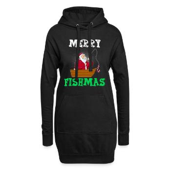 Merry Fishmas Angler Nikolaus Angel - Hoodie-Kleid - Schwarz - Vorne