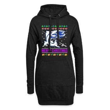 Joyeux poisson de Noël moche - Sweat-shirt à capuche long Femme - noir - Devant