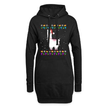 Noël moche Lama Alpaga Noël - Sweat-shirt à capuche long Femme - noir - Devant