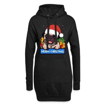 Mops Hund Hundebesitzer Merry Christmas - Hoodie-Kleid - Schwarz - Vorne
