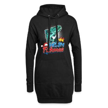 Angler Weihnachten Weihnachts - Hoodie-Kleid - Schwarz - Vorne