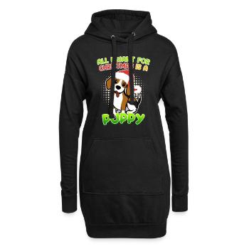 Je veux un chiot pour Noël Chien Puppy Beagle - Sweat-shirt à capuche long Femme - noir - Devant