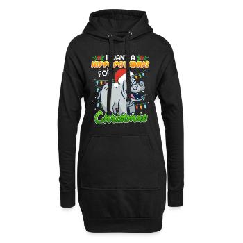 I want a Hippotmus for Christmas - Hoodie-Kleid - Schwarz - Vorne