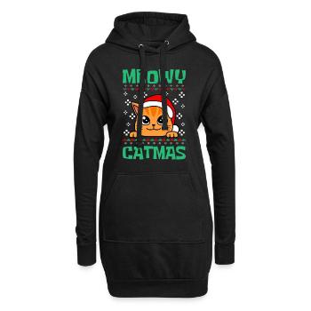 Meowy Catmas Katzen - Hoodie-Kleid - Schwarz - Vorne