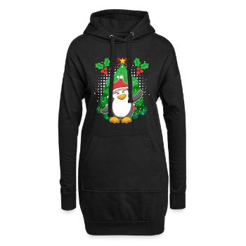 Pinguin Weihnachten Pinguin Tannenbaum - Hoodie-Kleid - Schwarz - Vorne