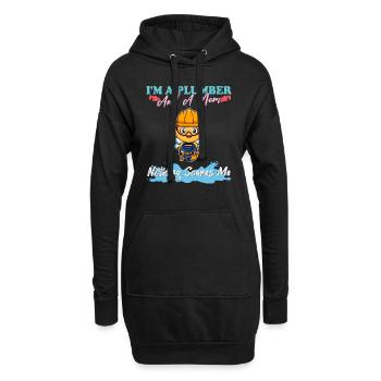 Je suis plombier et maman rien ne me fait peur - Sweat-shirt à capuche long Femme - noir - Devant
