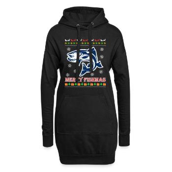 Angel Weihnachten Merry Fishmas Angler - Hoodie-Kleid - Schwarz - Vorne