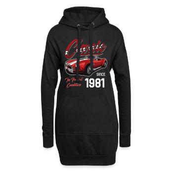 Ich bin nicht alt, ich bin Oldtimer Jahrgang Jahrgang 1981 - Hoodie-Kleid - Schwarz - Vorne