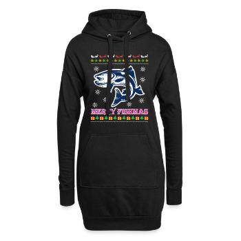 Angel Weihnachten Merry Fishmas Angler - Hoodie-Kleid - Schwarz - Vorne