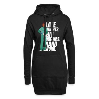 Krankenschwester späte Nächte Große Träume Harte Arbeit Lustige Krankenschwester - Hoodie-Kleid - Schwarz - Vorne