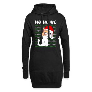 Funny Cat Ho Ho Nicholas Hats Kitten - Hoodie Dress - black - Front