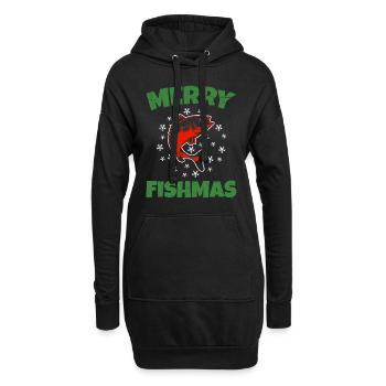 Joyeux Poissonnier Pêcheur Noël Crhistmas laids - Sweat-shirt à capuche long Femme - noir - Devant