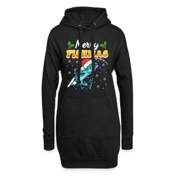 Joyeux pêcheur Angler Ange de Noël - Sweat-shirt à capuche long Femme - noir - Devant