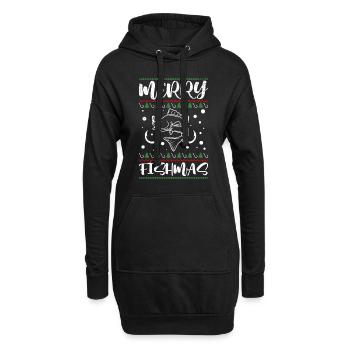 Joyeux Poissonnier Pêcheur Noël Crhistmas laids - Sweat-shirt à capuche long Femme - noir - Devant