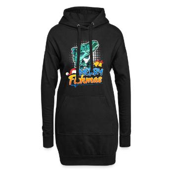 Angler Weihnachten Weihnachts - Hoodie-Kleid - Schwarz - Vorne