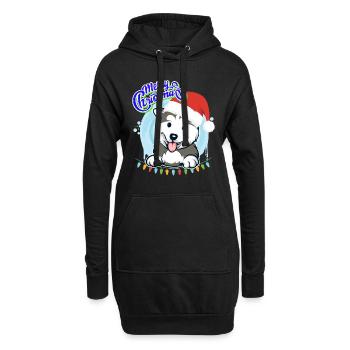 Joyeux Noël Husky Puppy Noël - Sweat-shirt à capuche long Femme - noir - Devant