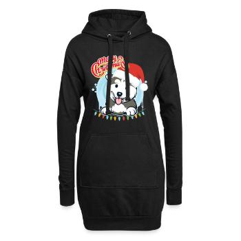 Joyeux Noël Husky Puppy Noël - Sweat-shirt à capuche long Femme - noir - Devant