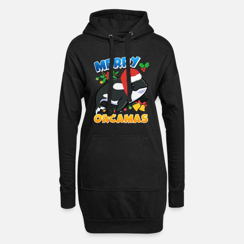 Merry Orcamas Orca Wal - Hoodie-Kleid - Schwarz