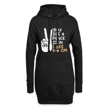 Du siehst ein Peace ich sehe 5-6 cm Hebamme - Hoodie-Kleid - Schwarz - Vorne