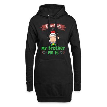Cher Père Noël Mon frère l’a fait Frères et sœurs Noël - Sweat-shirt à capuche long Femme - noir - Devant