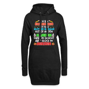 Glitzer in Haaren Klebe an den Händen Erzieherin - Hoodie-Kleid - Schwarz - Vorne