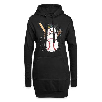 Baseball Schneemann Baseball Spieler Baseballer - Hoodie-Kleid - Schwarz - Vorne