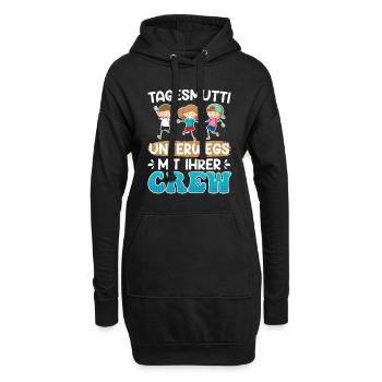 Tagaesmutti unterwegs mit ihrer Crew Tagesmutter - Hoodie-Kleid - Schwarz - Vorne