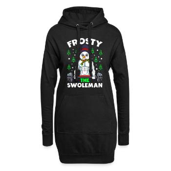 Moche culturiste de Noël Bonhomme de neige - Sweat-shirt à capuche long Femme - noir - Devant