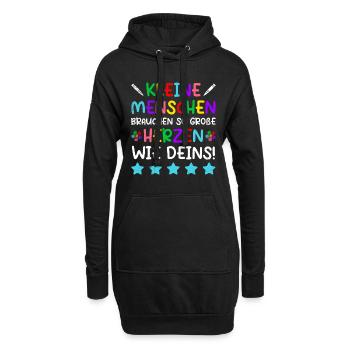 Kleine Menschen brauchen große Herzen Kindergarten - Hoodie-Kleid - Schwarz - Vorne
