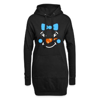 Bonhomme de neige face enfants fille de Noël - Sweat-shirt à capuche long Femme - noir - Devant