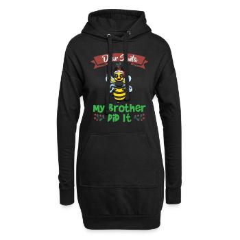 Cher Père Noël Mon frère l’a fait Frères et sœurs Noël - Sweat-shirt à capuche long Femme - noir - Devant