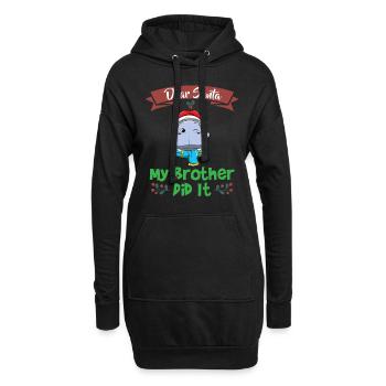Cher Père Noël Mon frère l’a fait Frères et sœurs Noël - Sweat-shirt à capuche long Femme - noir - Devant