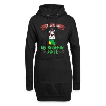 Cher Père Noël Mon frère l’a fait Frères et sœurs Noël - Sweat-shirt à capuche long Femme - noir - Devant