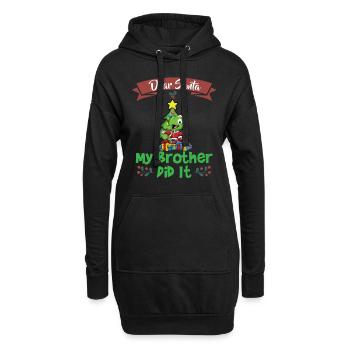 Cher Père Noël Mon frère l’a fait Frères et sœurs Noël - Sweat-shirt à capuche long Femme - noir - Devant