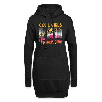 Musikerin Coole Mädchen spielen Posaune - Hoodie-Kleid - Schwarz - Vorne