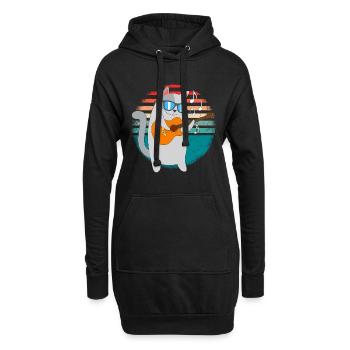 Katzenjammer Katze spielt die Gitarre - Hoodie-Kleid - Schwarz - Vorne