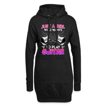 Nur ein Mädchen das gerne Gitarre spielt Gitarre - Hoodie-Kleid - Schwarz - Vorne