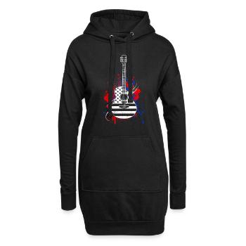USA Gitarre Country Herzschlag Gitarrist - Hoodie-Kleid - Schwarz - Vorne