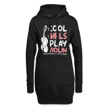 Musikerin Coole Mädchen spielen Geige - Hoodie-Kleid - Schwarz - Vorne