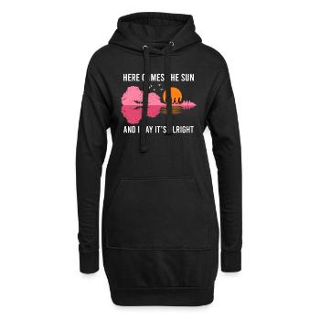 La guitare acoustique Here comes the sun - Sweat-shirt à capuche long Femme - noir - Devant