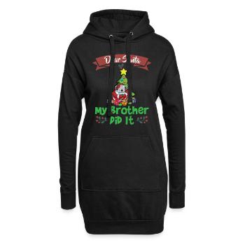 Cher Père Noël Mon frère l’a fait Frères et sœurs Noël - Sweat-shirt à capuche long Femme - noir - Devant