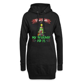 Cher Père Noël Mon frère l’a fait Frères et sœurs Noël - Sweat-shirt à capuche long Femme - noir - Devant