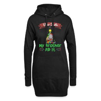 Cher Père Noël Mon frère l’a fait Frères et sœurs Noël - Sweat-shirt à capuche long Femme - noir - Devant