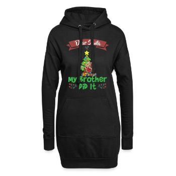 Cher Père Noël Mon frère l’a fait Frères et sœurs Noël - Sweat-shirt à capuche long Femme - noir - Devant