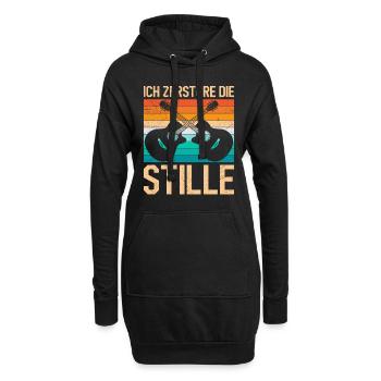 Ich zerstöre die Stille ich spiele Gitarre - Hoodie-Kleid - Schwarz - Vorne