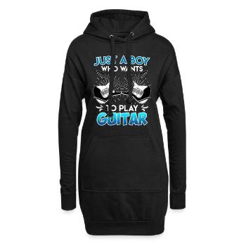 Nur ein Junge der gerne Gitarre spielt Gitarre - Hoodie-Kleid - Schwarz - Vorne
