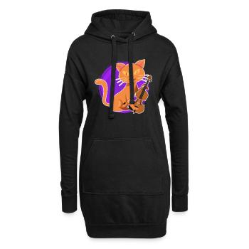 Musicien avec chat je joue du violon - Sweat-shirt à capuche long Femme - noir - Devant