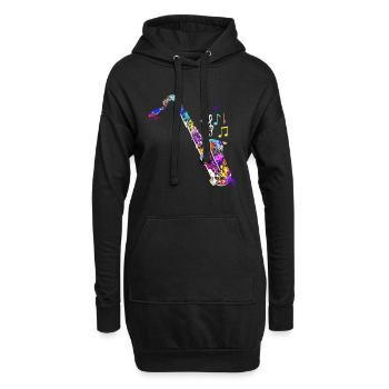 Jazz Band Orchester Ich spiele Saxophon - Hoodie-Kleid - Schwarz - Vorne