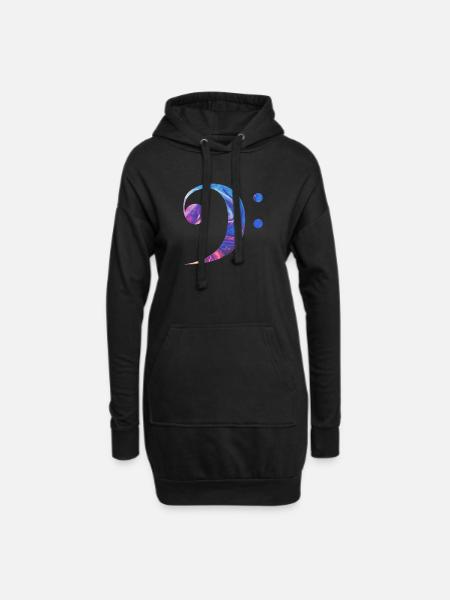 Bassschlüssel Ich bin Musiker Orchester Noten - Hoodie-Kleid - Schwarz