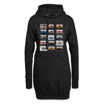 Ich bin ein Kind der 90er Jahre Kassetten 90er - Hoodie-Kleid - Schwarz - Vorne